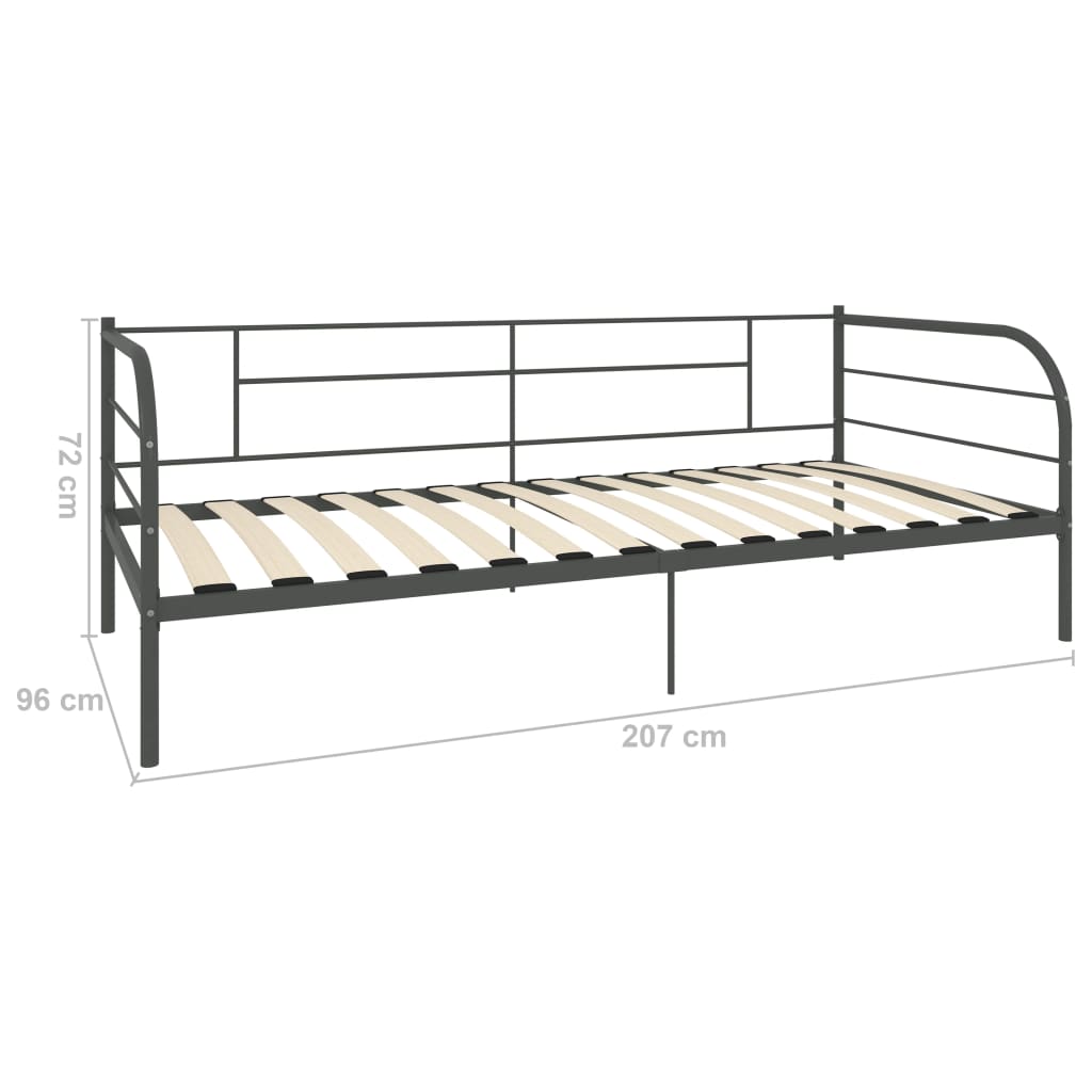 Daybed Frame Grey Metal 90x200 cm- Beds & Bed Frames - HomeShopIreland - Home Shop Ireland - Beds & Bed Frames - Daybed Frame Grey Metal 90x200 cm