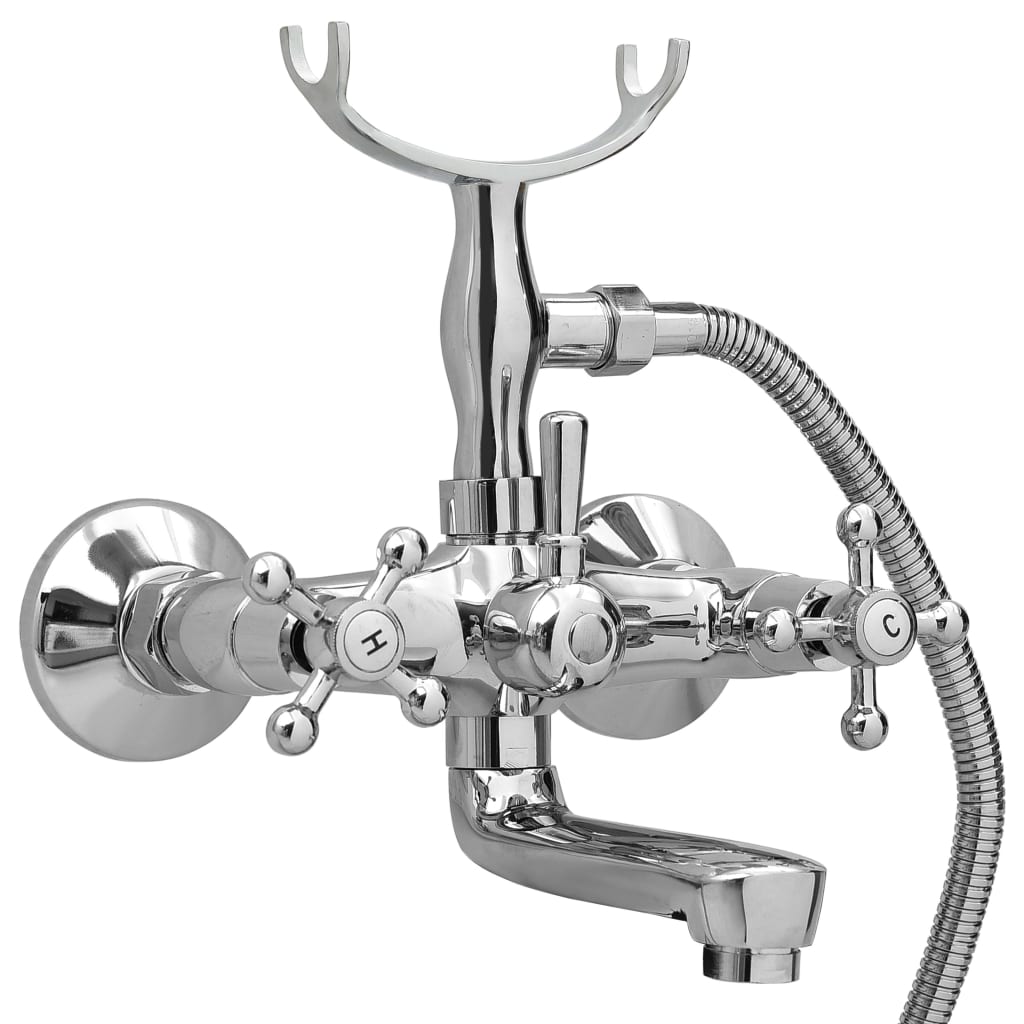 2-Handle Bathtub Faucet + Hand Shower Diverter Chrome Retro- Bathtub Taps - HomeShopIreland - Home Shop Ireland - Bathtub Taps - 2-Handle Bathtub Faucet + Hand Shower Diverter Chrome Retro