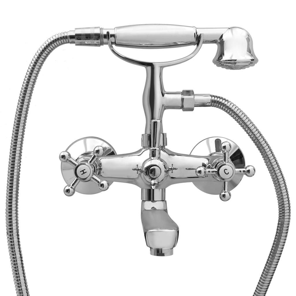 2-Handle Bathtub Faucet + Hand Shower Diverter Chrome Retro- Bathtub Taps - HomeShopIreland - Home Shop Ireland - Bathtub Taps - 2-Handle Bathtub Faucet + Hand Shower Diverter Chrome Retro