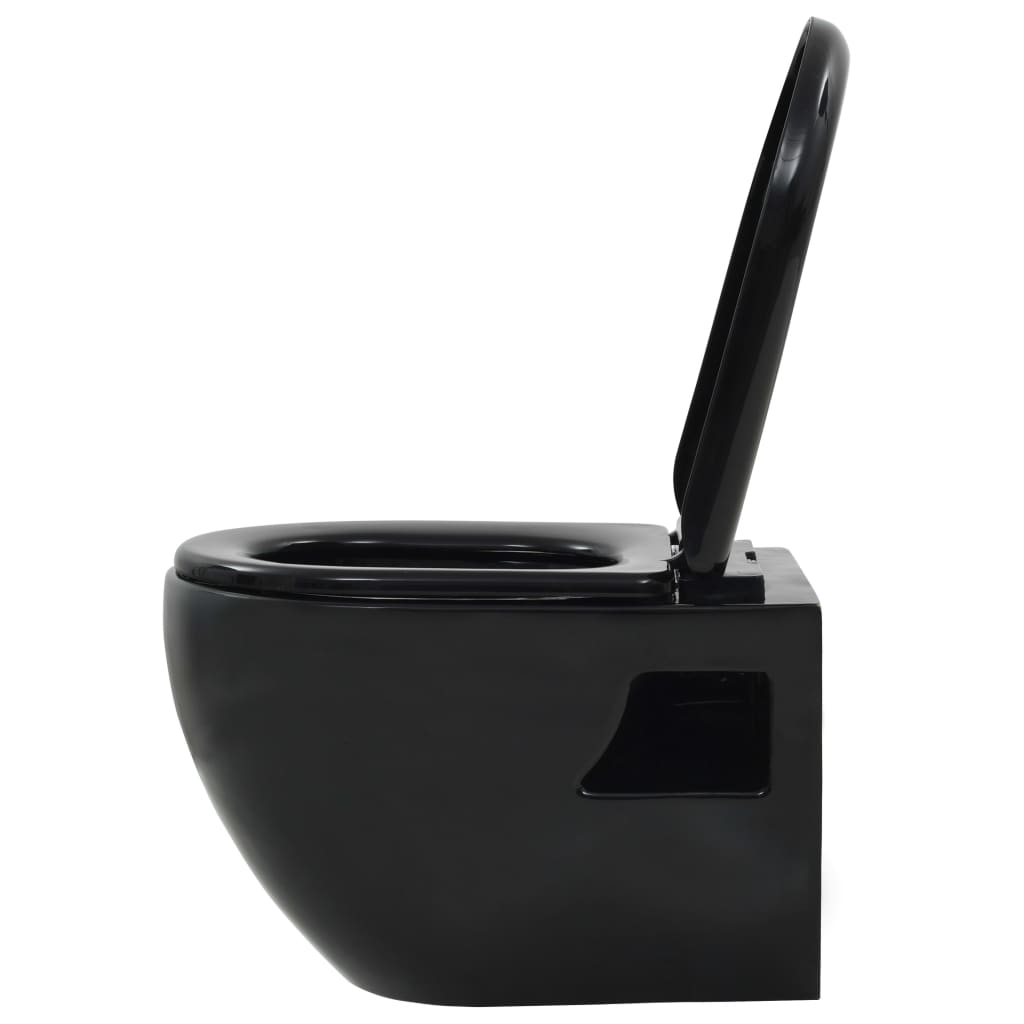 Wall-Hung Toilet with Concealed Cistern Ceramic Black- Toilets - HomeShopIreland - Home Shop Ireland - Toilets - Wall-Hung Toilet with Concealed Cistern Ceramic Black