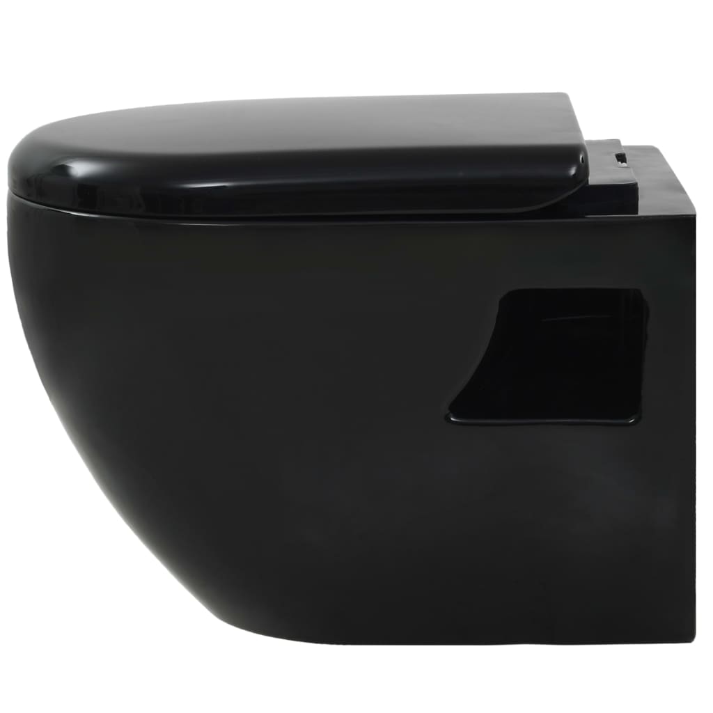 Wall-Hung Toilet with Concealed Cistern Ceramic Black- Toilets - HomeShopIreland - Home Shop Ireland - Toilets - Wall-Hung Toilet with Concealed Cistern Ceramic Black