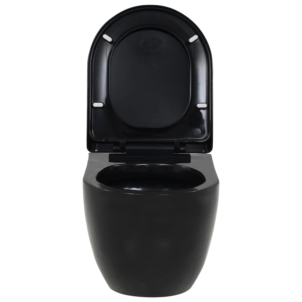 Wall-Hung Toilet with Concealed Cistern Ceramic Black- Toilets - HomeShopIreland - Home Shop Ireland - Toilets - Wall-Hung Toilet with Concealed Cistern Ceramic Black