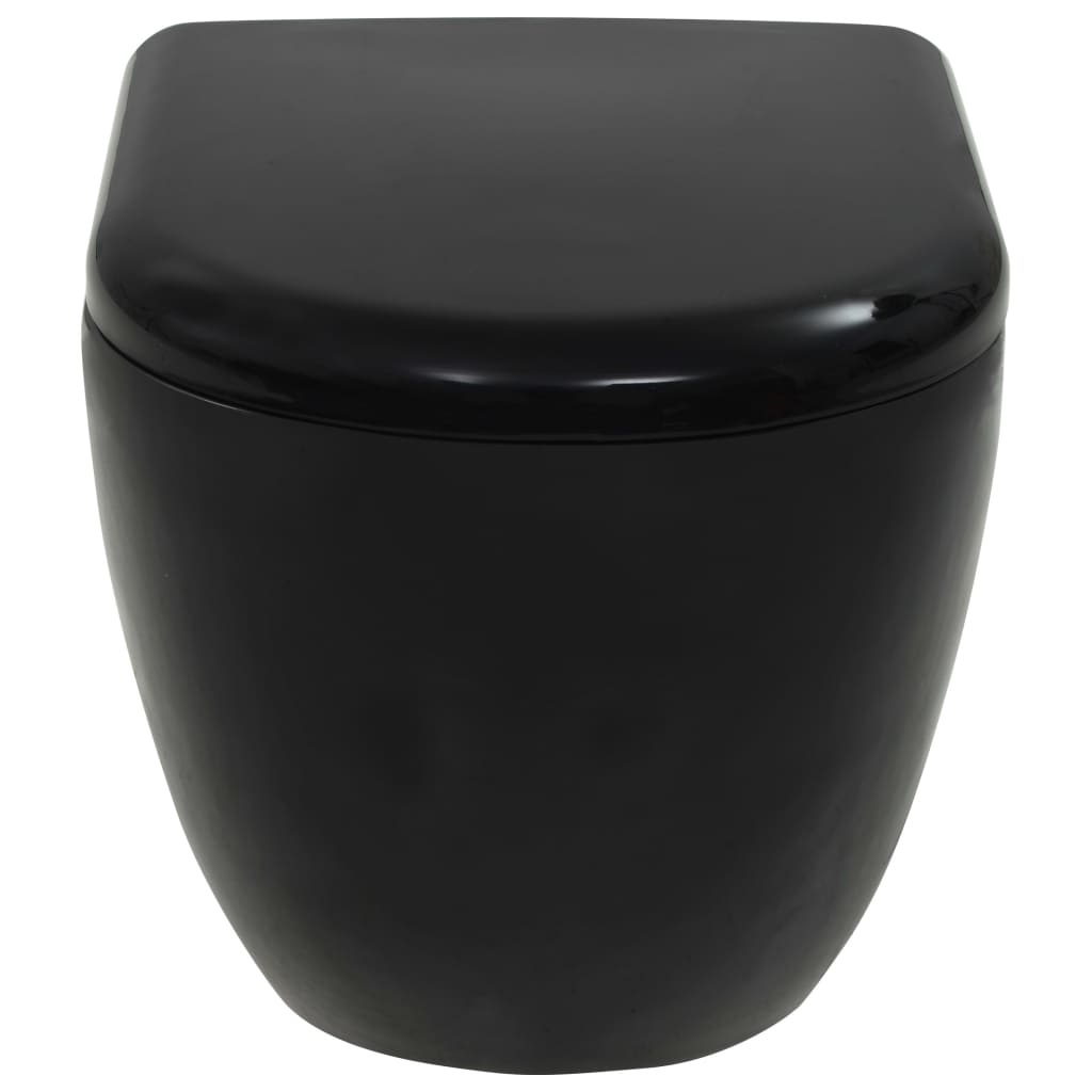 Wall-Hung Toilet with Concealed Cistern Ceramic Black- Toilets - HomeShopIreland - Home Shop Ireland - Toilets - Wall-Hung Toilet with Concealed Cistern Ceramic Black