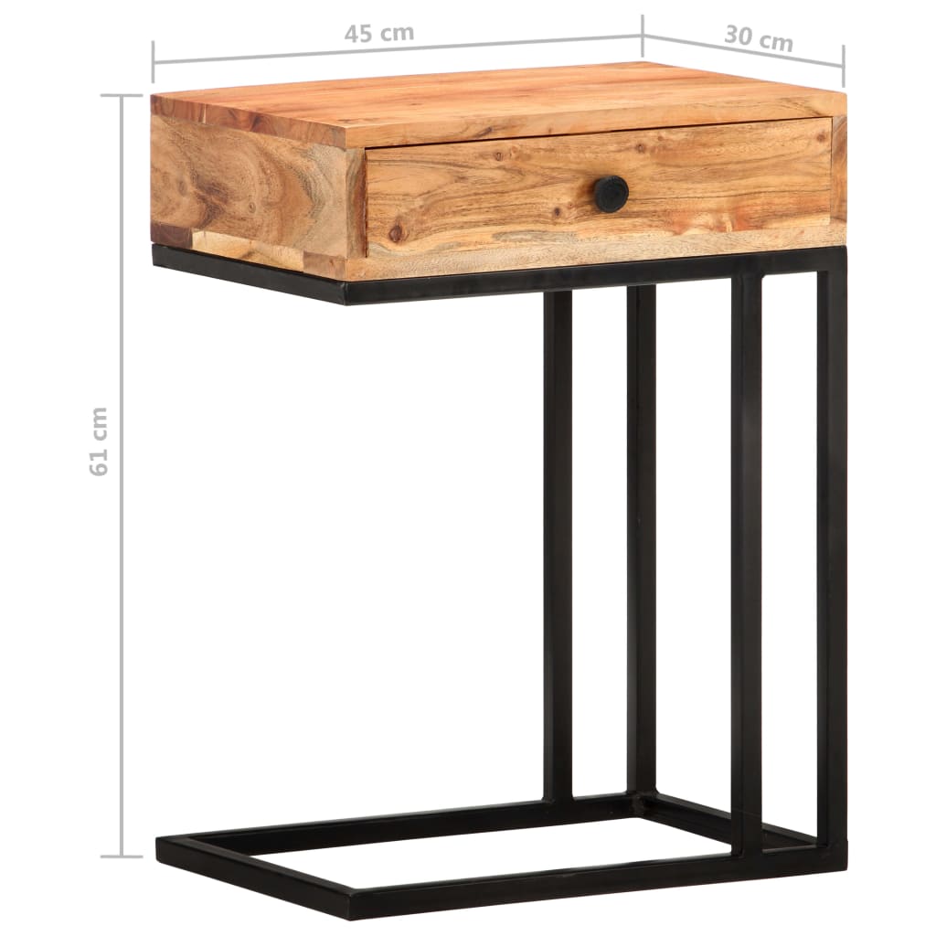 U-Shaped Side Table 45x30x61cm Solid Acacia Wood- End Tables - HomeShopIreland - Home Shop Ireland - End Tables - U-Shaped Side Table 45x30x61cm Solid Acacia Wood