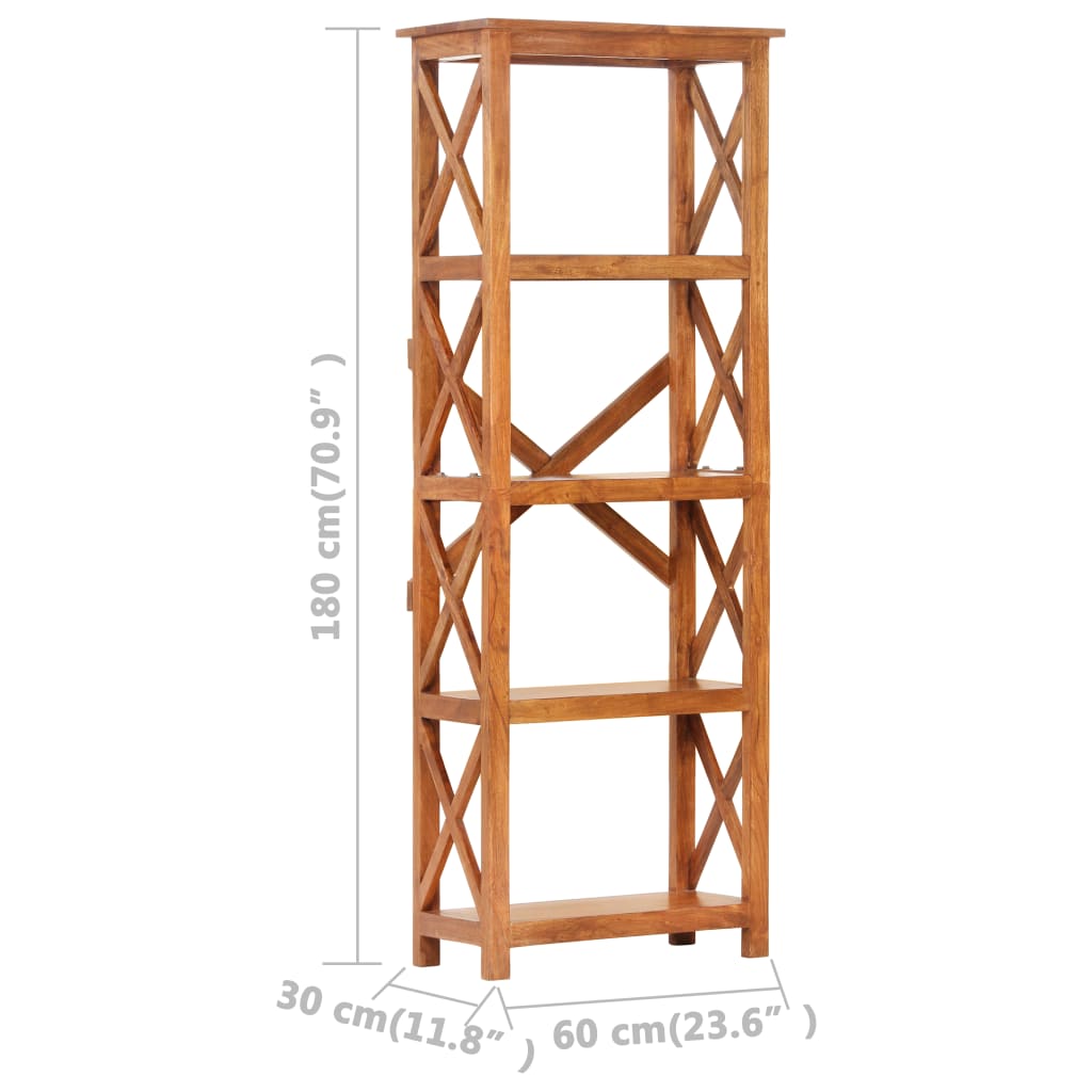 Bookshelf 60x30x180 cm Solid Acacia Wood Sheesham Finish- Bookcases & Standing Shelves - HomeShopIreland - Home Shop Ireland - Bookcases & Standing Shelves - Bookshelf 60x30x180 cm Solid Acacia Wood Sheesham Finish