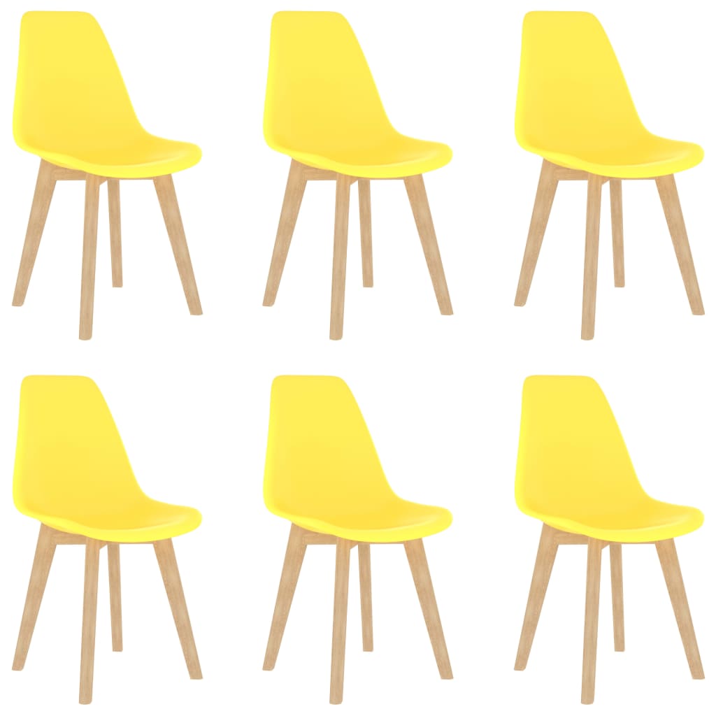 Dining Chairs 6 pcs Yellow Plastic- Kitchen & Dining Room Chairs - HomeShopIreland - Home Shop Ireland - Kitchen & Dining Room Chairs - Dining Chairs 6 pcs Yellow Plastic