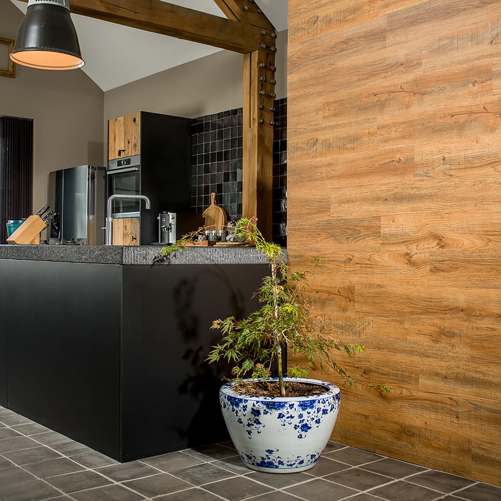 WallArt Wood Look Planks Reclaimed Oak Rusty Brown- Wall Panelling - HomeShopIreland - WallArt - Wall Panelling - WallArt Wood Look Planks Reclaimed Oak Rusty Brown
