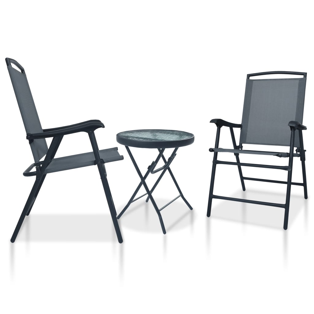 3 Piece Bistro Set Grey Steel- Outdoor Furniture Sets - HomeShopIreland - Home Shop Ireland - Outdoor Furniture Sets - 3 Piece Bistro Set Grey Steel