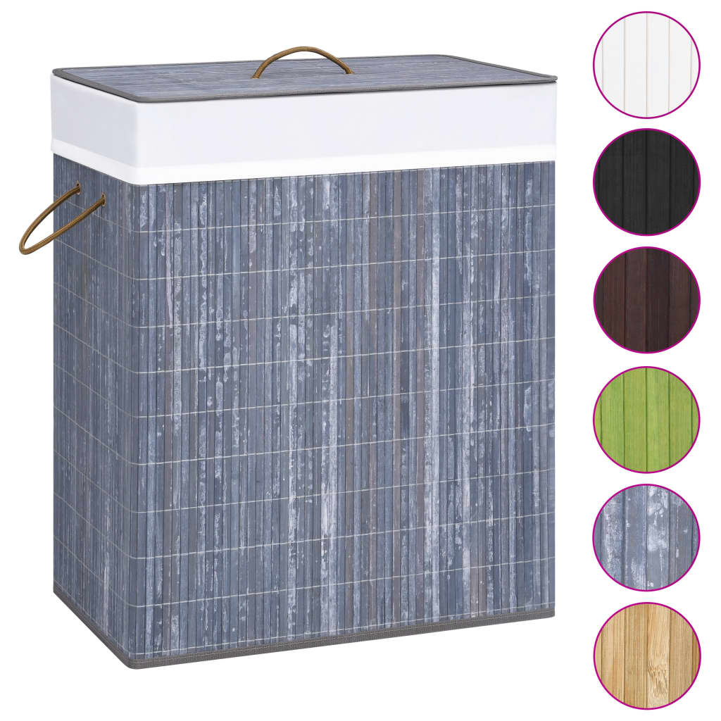 Bamboo Laundry Basket Grey 100 L- Laundry Baskets - HomeShopIreland - Home Shop Ireland - Laundry Baskets - Bamboo Laundry Basket Grey 100 L