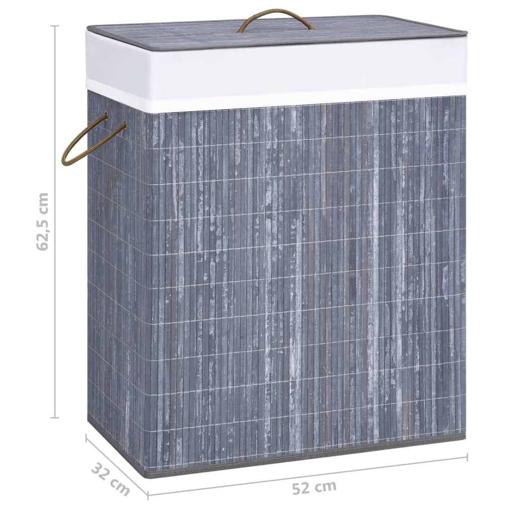 Bamboo Laundry Basket Grey 100 L- Laundry Baskets - HomeShopIreland - Home Shop Ireland - Laundry Baskets - Bamboo Laundry Basket Grey 100 L