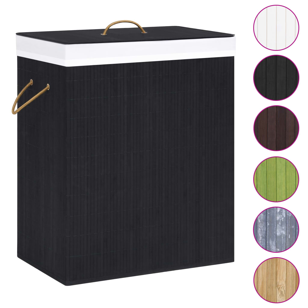 Bamboo Laundry Basket Black 83 L- Laundry Baskets - HomeShopIreland - Home Shop Ireland - Laundry Baskets - Bamboo Laundry Basket Black 83 L
