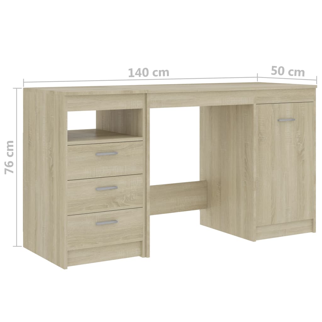 Desk Sonoma Oak 140x50x76 cm Chipboard- Desks - HomeShopIreland - Home Shop Ireland - Desks - Desk Sonoma Oak 140x50x76 cm Chipboard