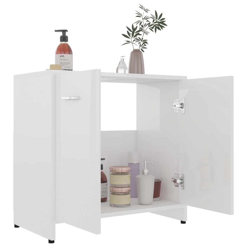 Bathroom Cabinet High Gloss White 60x33x58 cm Chipboard- Bathroom Furniture Sets - HomeShopIreland - Home Shop Ireland - Bathroom Furniture Sets - Bathroom Cabinet High Gloss White 60x33x58 cm Chipboard