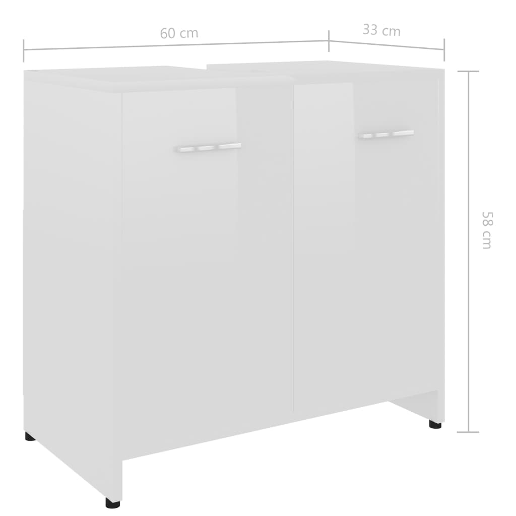 Bathroom Cabinet High Gloss White 60x33x58 cm Chipboard- Bathroom Furniture Sets - HomeShopIreland - Home Shop Ireland - Bathroom Furniture Sets - Bathroom Cabinet High Gloss White 60x33x58 cm Chipboard