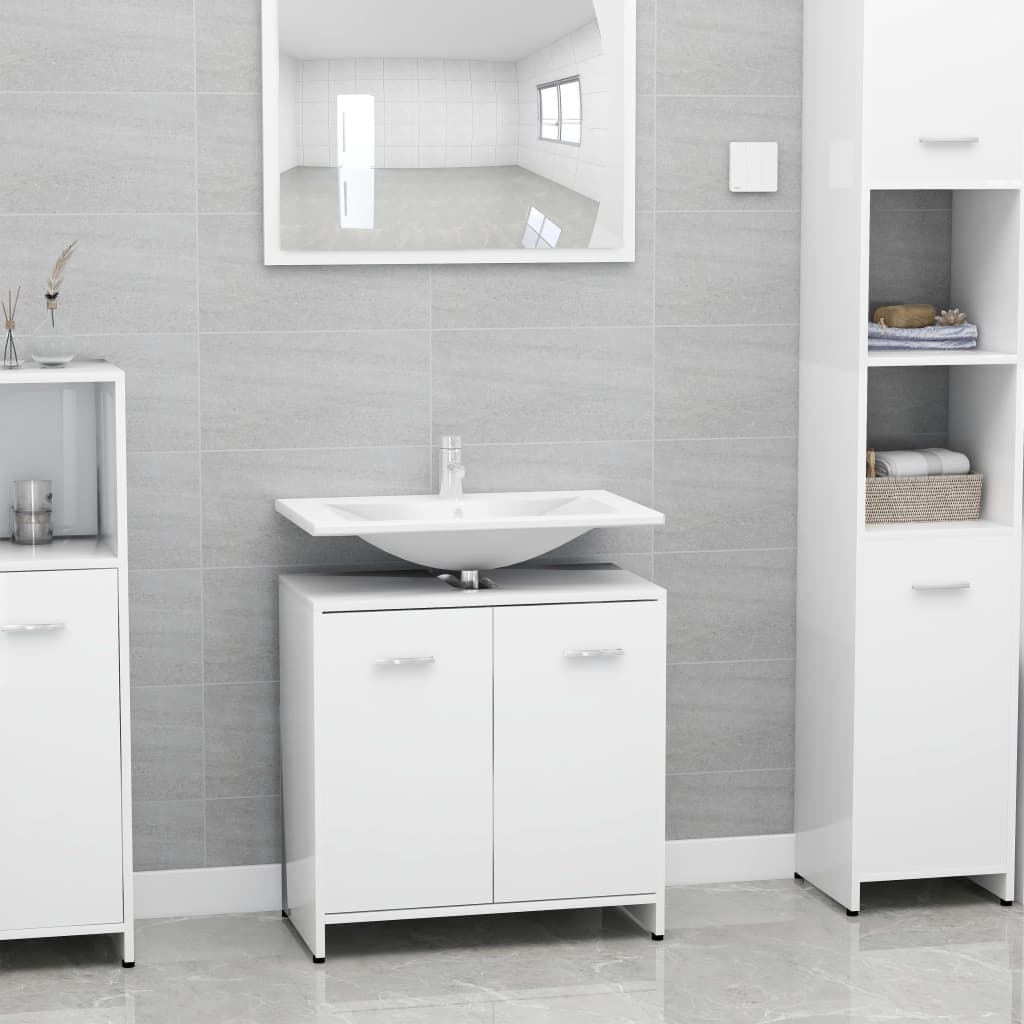 Bathroom Cabinet High Gloss White 60x33x58 cm Chipboard- Bathroom Furniture Sets - HomeShopIreland - Home Shop Ireland - Bathroom Furniture Sets - Bathroom Cabinet High Gloss White 60x33x58 cm Chipboard
