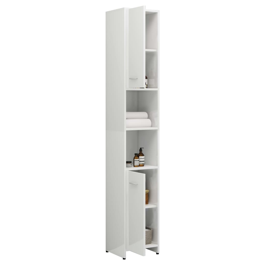 Bathroom Cabinet High Gloss White 30x30x183.5 cm Chipboard- Bathroom Furniture Sets - HomeShopIreland - Home Shop Ireland - Bathroom Furniture Sets - Bathroom Cabinet High Gloss White 30x30x183.5 cm Chipboard