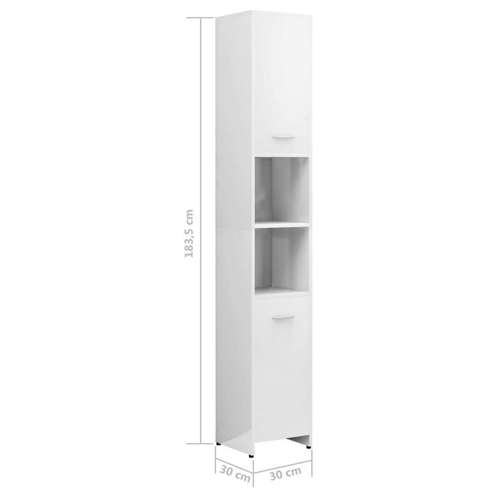 Bathroom Cabinet High Gloss White 30x30x183.5 cm Chipboard- Bathroom Furniture Sets - HomeShopIreland - Home Shop Ireland - Bathroom Furniture Sets - Bathroom Cabinet High Gloss White 30x30x183.5 cm Chipboard