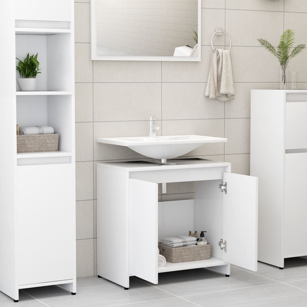 Bathroom Cabinet White 60x33x58 cm Chipboard- Bathroom Furniture Sets - HomeShopIreland - Home Shop Ireland - Bathroom Furniture Sets - Bathroom Cabinet White 60x33x58 cm Chipboard