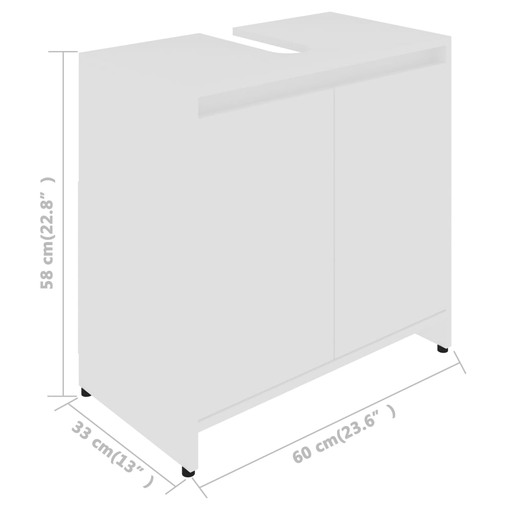 Bathroom Cabinet White 60x33x58 cm Chipboard- Bathroom Furniture Sets - HomeShopIreland - Home Shop Ireland - Bathroom Furniture Sets - Bathroom Cabinet White 60x33x58 cm Chipboard