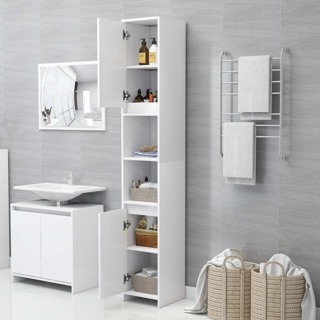 Bathroom Cabinet White 30x30x183.5 cm Chipboard- Bathroom Furniture Sets - HomeShopIreland - Home Shop Ireland - Bathroom Furniture Sets - Bathroom Cabinet White 30x30x183.5 cm Chipboard