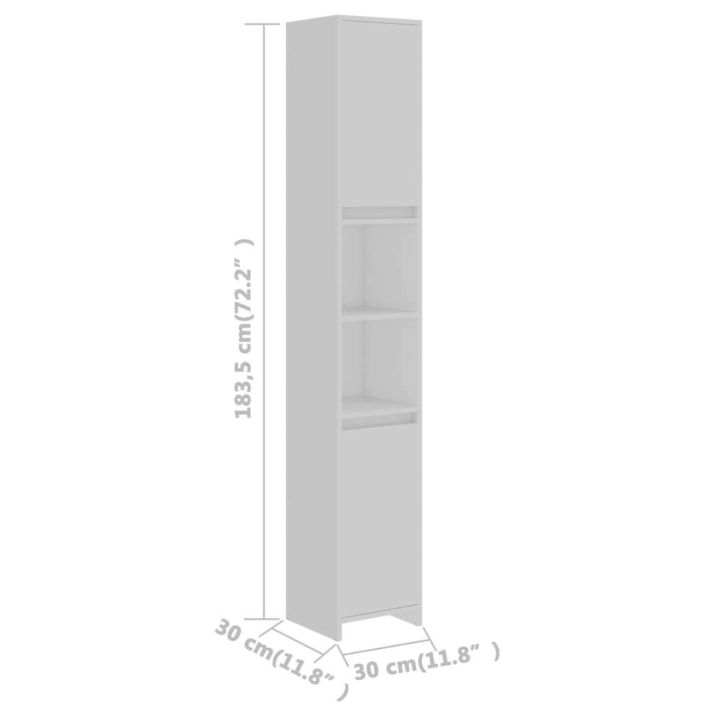 Bathroom Cabinet White 30x30x183.5 cm Chipboard- Bathroom Furniture Sets - HomeShopIreland - Home Shop Ireland - Bathroom Furniture Sets - Bathroom Cabinet White 30x30x183.5 cm Chipboard
