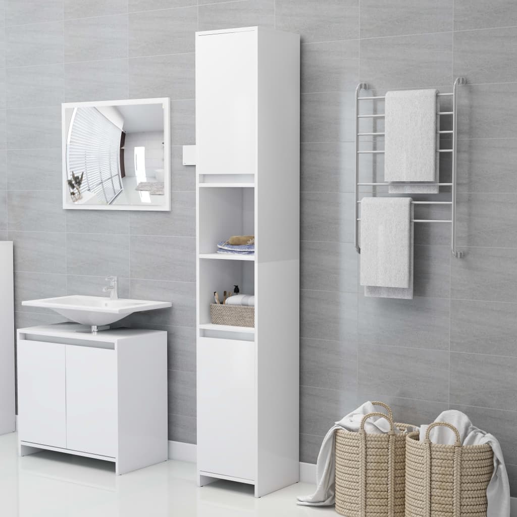 Bathroom Cabinet White 30x30x183.5 cm Chipboard- Bathroom Furniture Sets - HomeShopIreland - Home Shop Ireland - Bathroom Furniture Sets - Bathroom Cabinet White 30x30x183.5 cm Chipboard