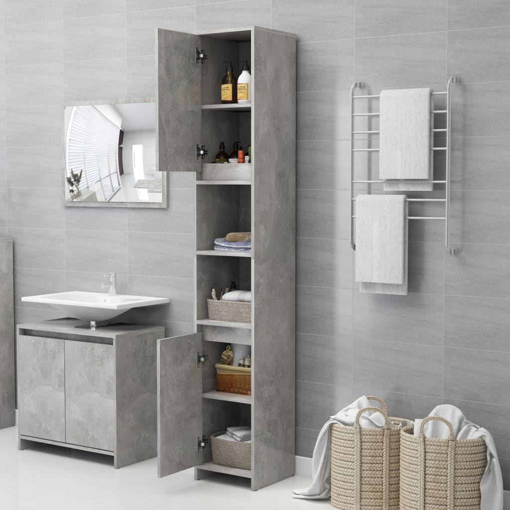Bathroom Cabinet Concrete Grey 30x30x183.5 cm Chipboard- Bathroom Furniture Sets - HomeShopIreland - Home Shop Ireland - Bathroom Furniture Sets - Bathroom Cabinet Concrete Grey 30x30x183.5 cm Chipboard