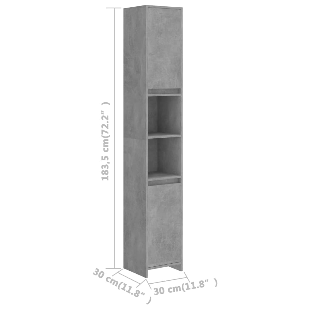 Bathroom Cabinet Concrete Grey 30x30x183.5 cm Chipboard- Bathroom Furniture Sets - HomeShopIreland - Home Shop Ireland - Bathroom Furniture Sets - Bathroom Cabinet Concrete Grey 30x30x183.5 cm Chipboard