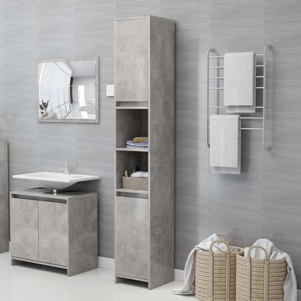 Bathroom Cabinet Concrete Grey 30x30x183.5 cm Chipboard- Bathroom Furniture Sets - HomeShopIreland - Home Shop Ireland - Bathroom Furniture Sets - Bathroom Cabinet Concrete Grey 30x30x183.5 cm Chipboard