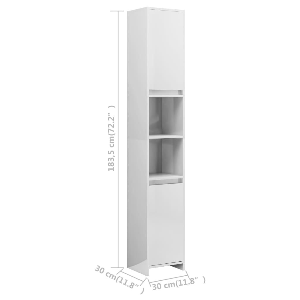 Bathroom Cabinet High Gloss White 30x30x183.5 cm Chipboard- Bathroom Furniture Sets - HomeShopIreland - Home Shop Ireland - Bathroom Furniture Sets - Bathroom Cabinet High Gloss White 30x30x183.5 cm Chipboard