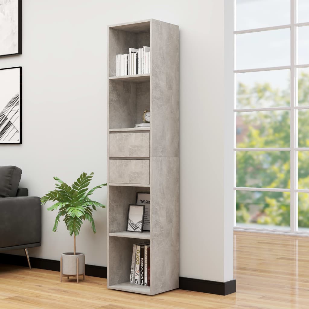Book Cabinet Concrete Grey 36x30x171 cm Chipboard- Bookcases & Standing Shelves - HomeShopIreland - Home Shop Ireland - Bookcases & Standing Shelves - Book Cabinet Concrete Grey 36x30x171 cm Chipboard