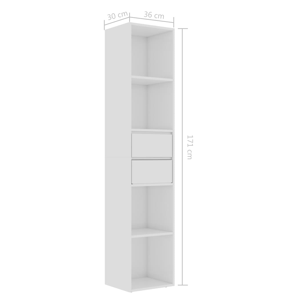 Book Cabinet High Gloss White 36x30x171 cm Chipboard- Bookcases & Standing Shelves - HomeShopIreland - Home Shop Ireland - Bookcases & Standing Shelves - Book Cabinet High Gloss White 36x30x171 cm Chipboard