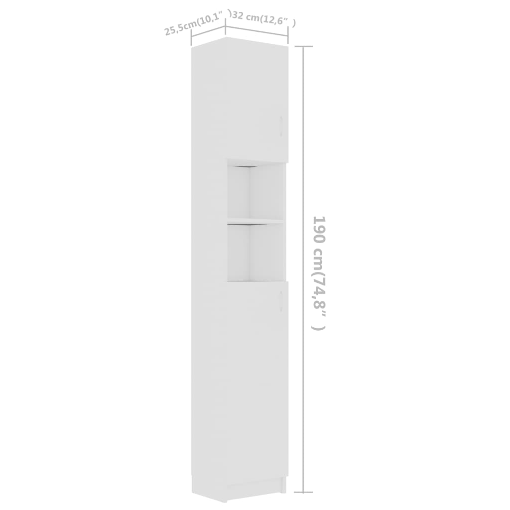 Bathroom Cabinet White 32x25.5x190 cm Chipboard- Bathroom Furniture Sets - HomeShopIreland - Home Shop Ireland - Bathroom Furniture Sets - Bathroom Cabinet White 32x25.5x190 cm Chipboard