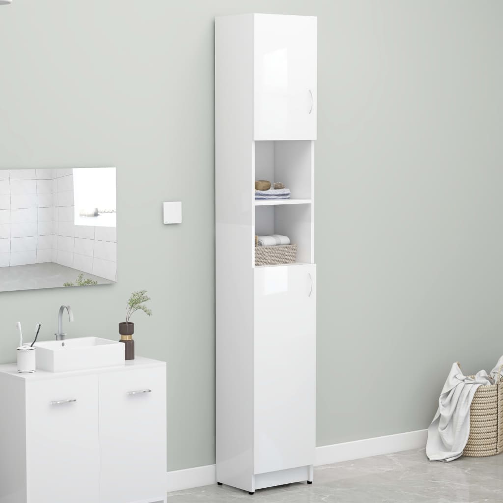 Bathroom Cabinet High Gloss White 32x25.5x190 cm Chipboard- Bathroom Furniture Sets - HomeShopIreland - Home Shop Ireland - Bathroom Furniture Sets - Bathroom Cabinet High Gloss White 32x25.5x190 cm Chipboard