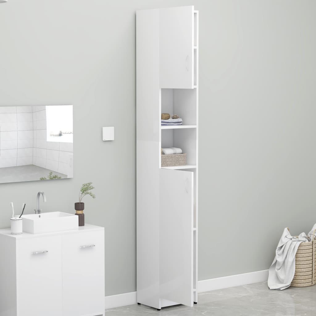 Bathroom Cabinet High Gloss White 32x25.5x190 cm Chipboard- Bathroom Furniture Sets - HomeShopIreland - Home Shop Ireland - Bathroom Furniture Sets - Bathroom Cabinet High Gloss White 32x25.5x190 cm Chipboard