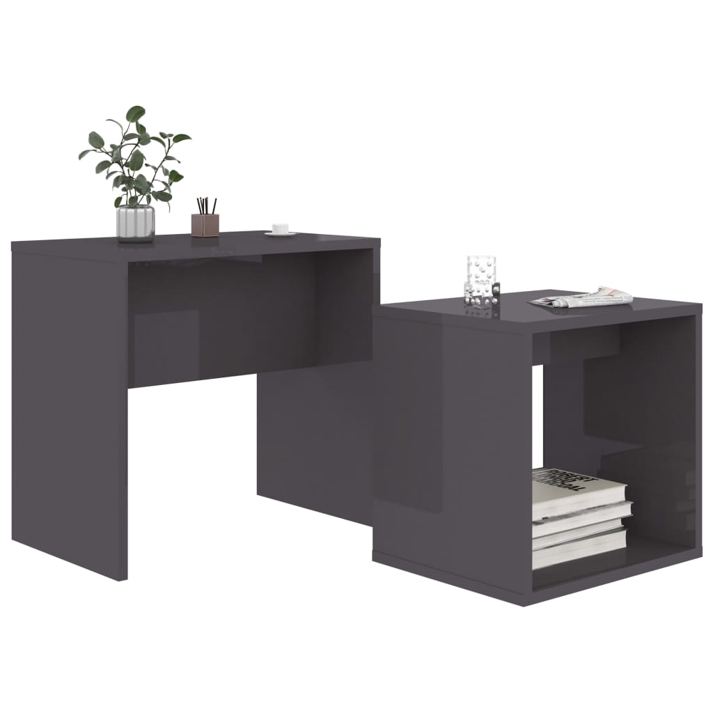 Coffee Table Set High Gloss Grey 48x30x45 cm Chipboard- Coffee Tables - HomeShopIreland - Home Shop Ireland - Coffee Tables - Coffee Table Set High Gloss Grey 48x30x45 cm Chipboard