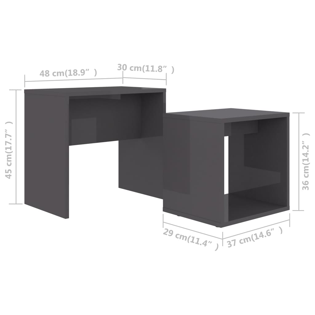 Coffee Table Set High Gloss Grey 48x30x45 cm Chipboard- Coffee Tables - HomeShopIreland - Home Shop Ireland - Coffee Tables - Coffee Table Set High Gloss Grey 48x30x45 cm Chipboard