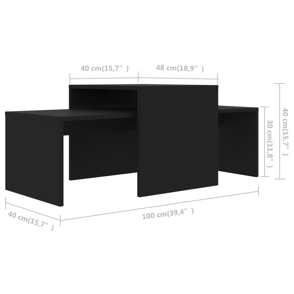 Coffee Table Set Black 100x48x40 cm Chipboard- Coffee Tables - HomeShopIreland - Home Shop Ireland - Coffee Tables - Coffee Table Set Black 100x48x40 cm Chipboard