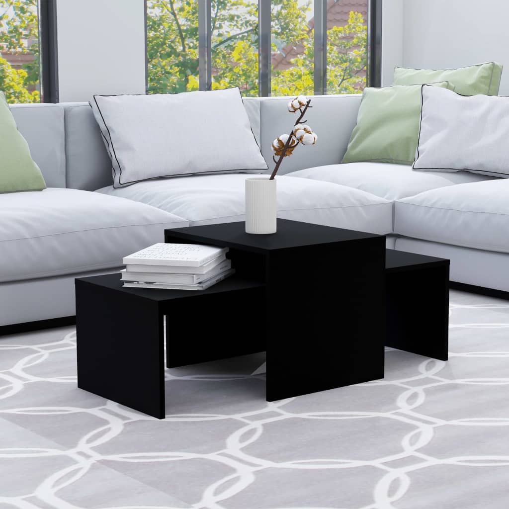 Coffee Table Set Black 100x48x40 cm Chipboard- Coffee Tables - HomeShopIreland - Home Shop Ireland - Coffee Tables - Coffee Table Set Black 100x48x40 cm Chipboard