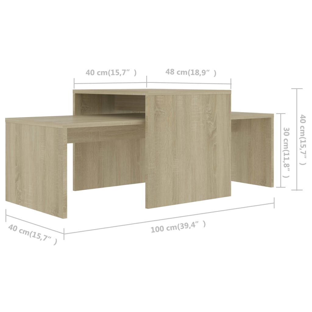 Coffee Table Set Sonoma Oak 100x48x40 cm Chipboard- Coffee Tables - HomeShopIreland - Home Shop Ireland - Coffee Tables - Coffee Table Set Sonoma Oak 100x48x40 cm Chipboard