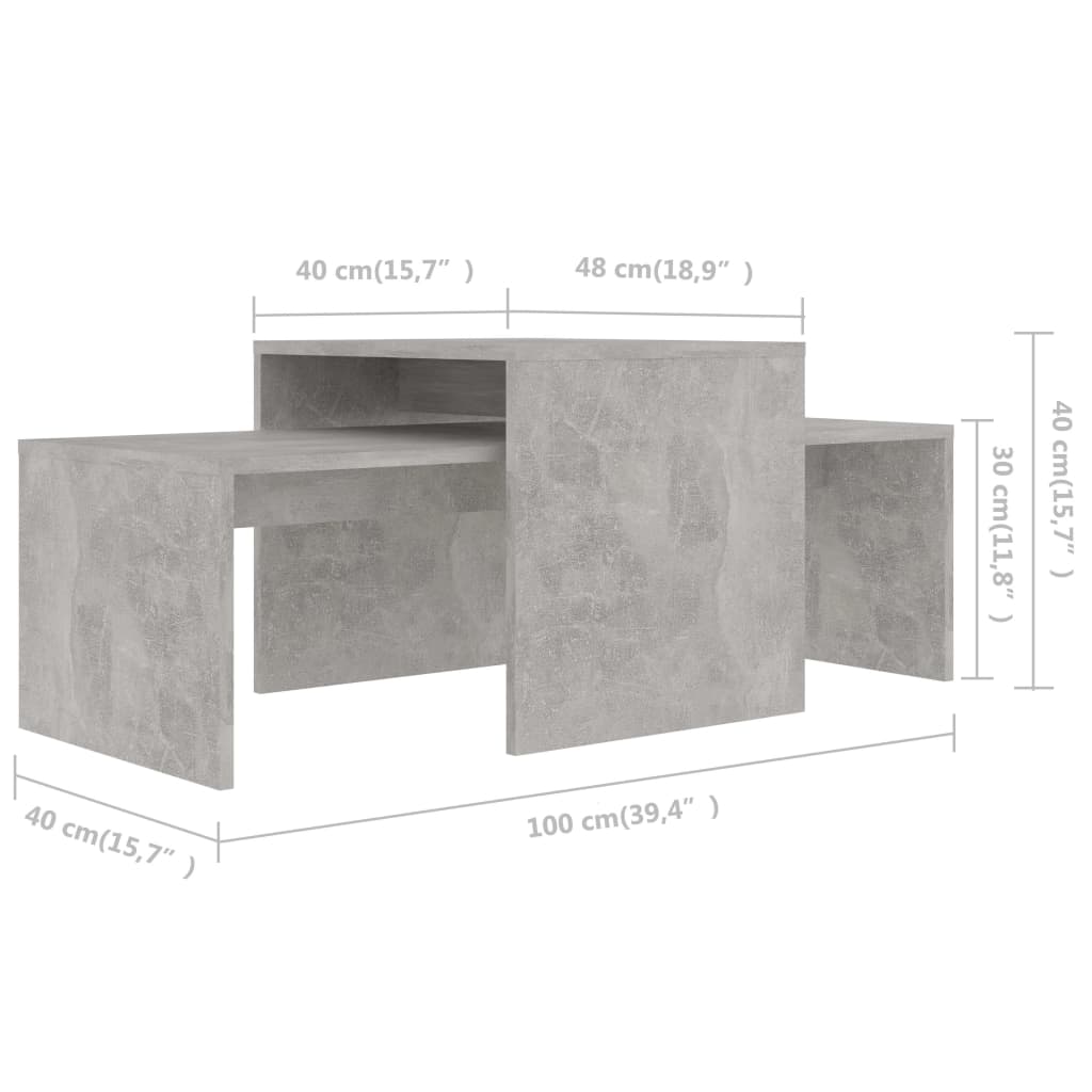 Coffee Table Set Concrete Grey 100x48x40 cm Chipboard- Coffee Tables - HomeShopIreland - Home Shop Ireland - Coffee Tables - Coffee Table Set Concrete Grey 100x48x40 cm Chipboard