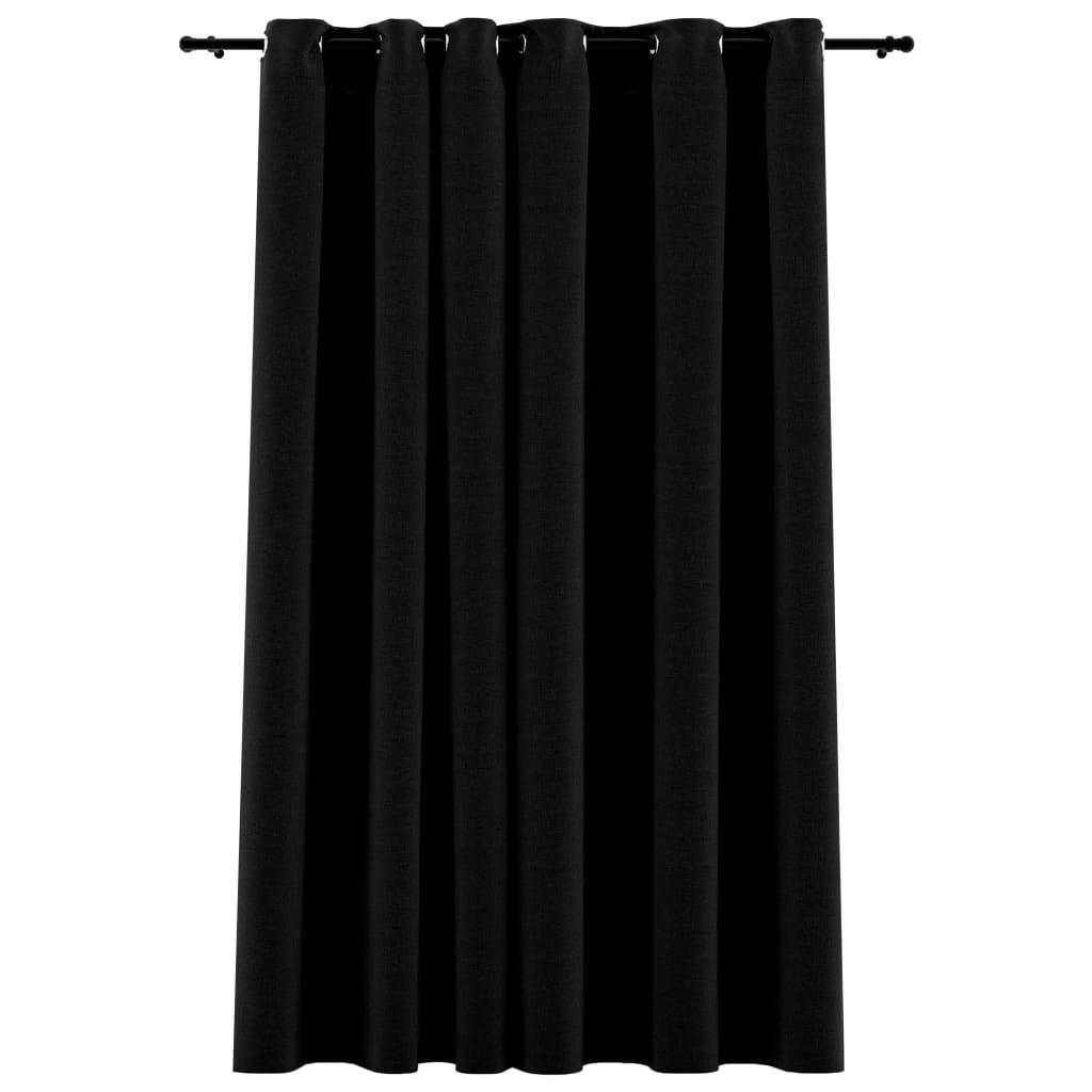 Linen-Look Blackout Curtains with Grommets Black 290x245cm- Curtains & Drapes - HomeShopIreland - Home Shop Ireland - Curtains & Drapes - Linen-Look Blackout Curtains with Grommets Black 290x245cm