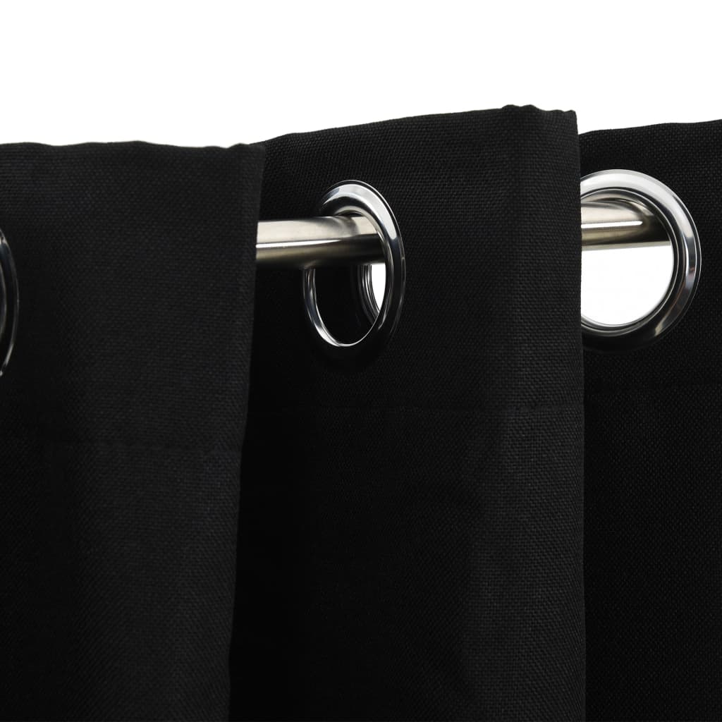 Linen-Look Blackout Curtains with Grommets Black 290x245cm- Curtains & Drapes - HomeShopIreland - Home Shop Ireland - Curtains & Drapes - Linen-Look Blackout Curtains with Grommets Black 290x245cm