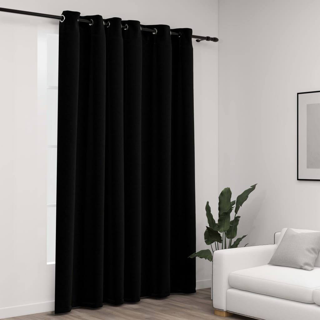 Linen-Look Blackout Curtains with Grommets Black 290x245cm- Curtains & Drapes - HomeShopIreland - Home Shop Ireland - Curtains & Drapes - Linen-Look Blackout Curtains with Grommets Black 290x245cm