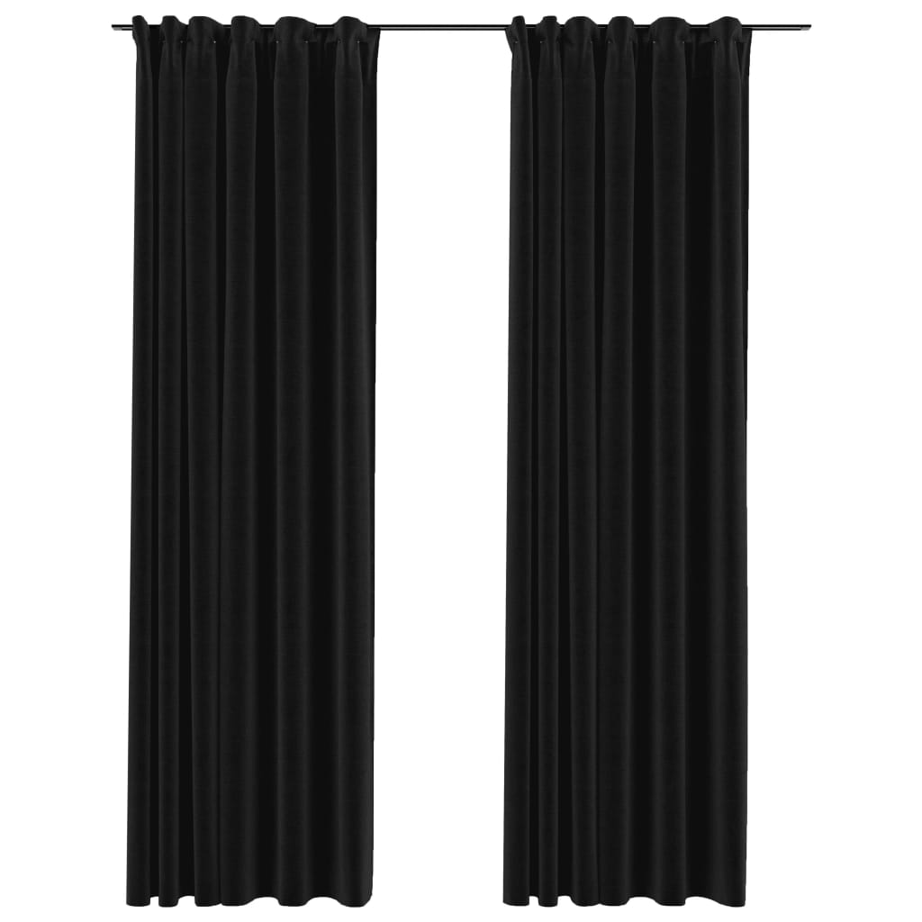 Linen-Look Blackout Curtains with Hooks 2 pcs Anthracite 140x225 cm- Curtains & Drapes - HomeShopIreland - Home Shop Ireland - Curtains & Drapes - Linen-Look Blackout Curtains with Hooks 2 pcs Anthracite 140x225 cm
