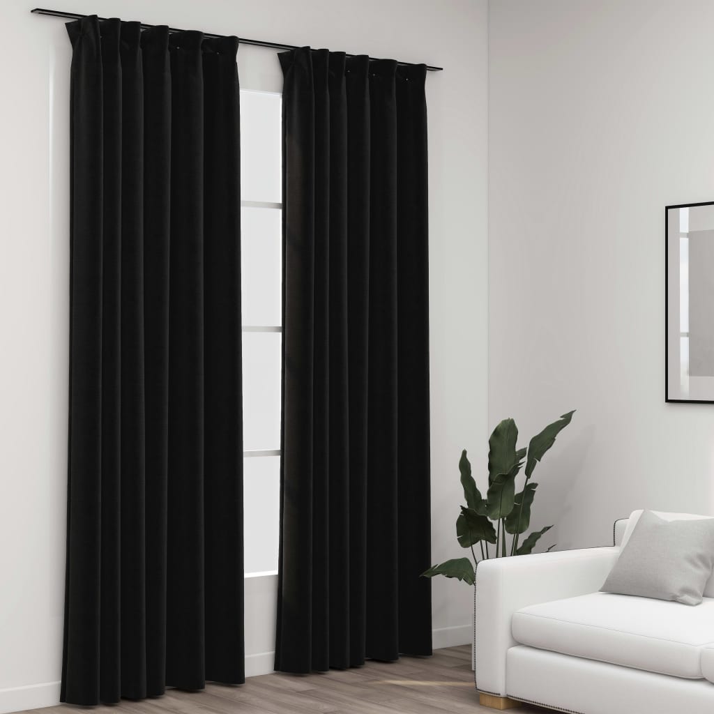 Linen-Look Blackout Curtains with Hooks 2 pcs Anthracite 140x225 cm- Curtains & Drapes - HomeShopIreland - Home Shop Ireland - Curtains & Drapes - Linen-Look Blackout Curtains with Hooks 2 pcs Anthracite 140x225 cm