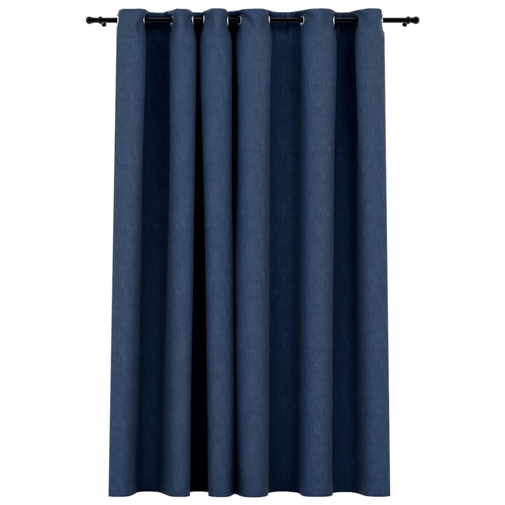 Linen-Look Blackout Curtains with Grommets Blue 290x245cm- Curtains & Drapes - HomeShopIreland - Home Shop Ireland - Curtains & Drapes - Linen-Look Blackout Curtains with Grommets Blue 290x245cm