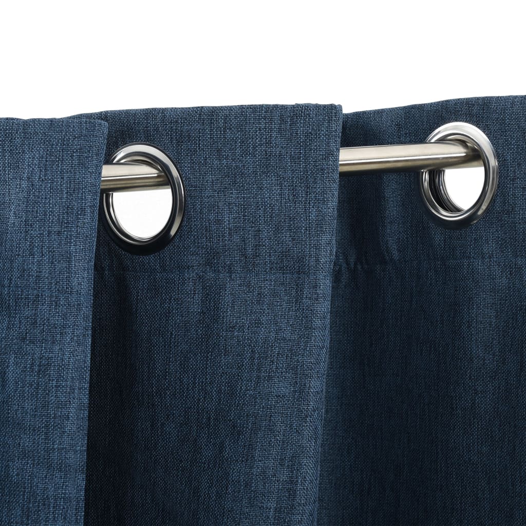 Linen-Look Blackout Curtains with Grommets Blue 290x245cm- Curtains & Drapes - HomeShopIreland - Home Shop Ireland - Curtains & Drapes - Linen-Look Blackout Curtains with Grommets Blue 290x245cm