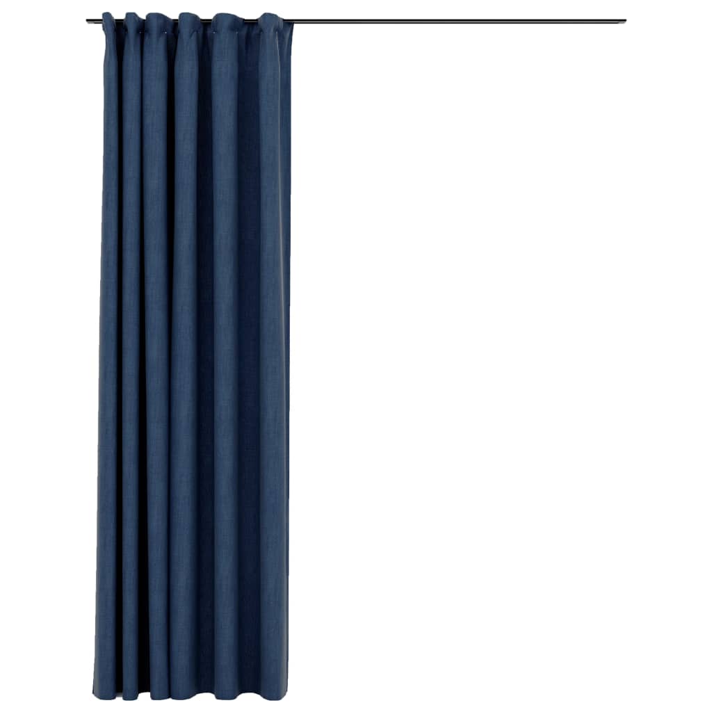Linen-Look Blackout Curtains with Hooks Blue 290x245 cm- Curtains & Drapes - HomeShopIreland - Home Shop Ireland - Curtains & Drapes - Linen-Look Blackout Curtains with Hooks Blue 290x245 cm