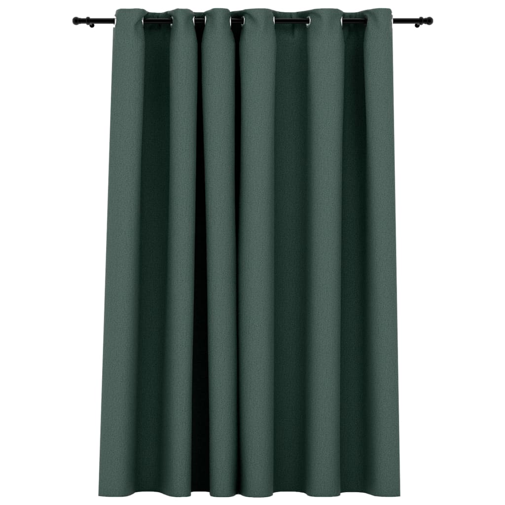 Linen-Look Blackout Curtains with Grommets Green 290x245cm- Curtains & Drapes - HomeShopIreland - Home Shop Ireland - Curtains & Drapes - Linen-Look Blackout Curtains with Grommets Green 290x245cm